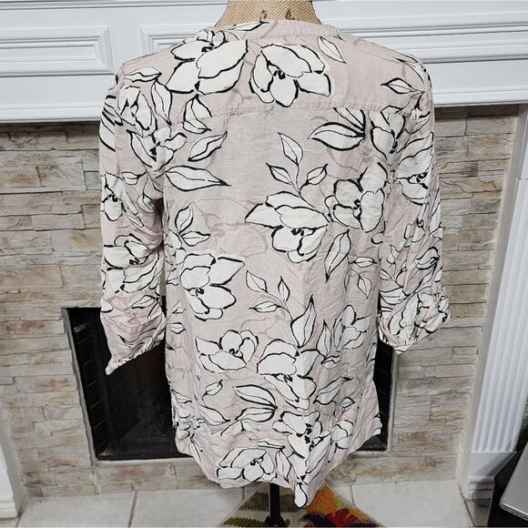 J. Jill floral neutral tones linen blend tunic size XS - Picture 4 of 7